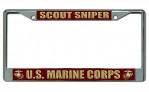 U.S. Marine Corps Scout Sniper Chrome License Plate Frame