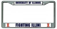 University Illinois Fighting Illini Chrome License Plate Frame