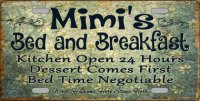 Mimi's Bed And Breakfast Metal License Plate