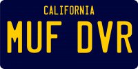MUF DVR California Replica Photo License Plate