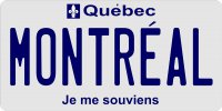 Quebec Montreal Photo License Plate