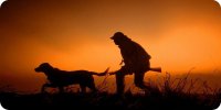 Hunter With Dog Silhouette Photo License Plate