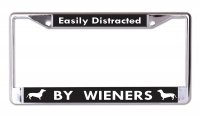 Easily Distracted By Wieners Chrome License Plate Frame