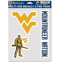 West Virginia Mountaineers 3 Fan Pack Decals