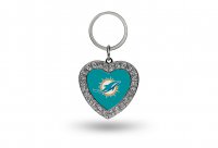 Miami Dolphins Bling Rhinestone Heart Keychain