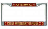 USMC Chief Warrant Officer 2 Chrome License Plate Frame