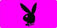 Black Playboy Bunny On Pink Photo License Plate