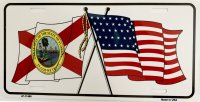 Florida Crossed U.S. Flag Metal License Plate