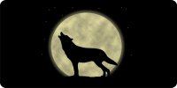 Wolf Howling With Moon Photo License Plate