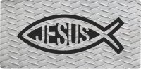 Jesus Fish On Diamond Plate Photo License Plate