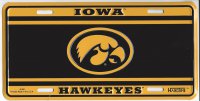 Iowa Hawkeyes Logo Black and Yellow License Plate