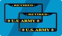 U.S. Army Retired Black License Plate Frame 2 Pack