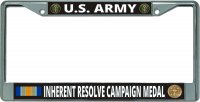 U.S. Army Inherent Resolve Campaign Chrome License Plate Frame