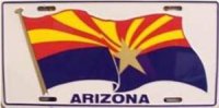 Arizona Waving Flag White License Plate