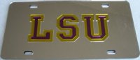 LSU Tigers on Silver Laser Plate