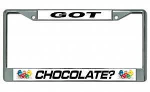 Got Chocolate? M&M Chrome Photo License Plate Frame