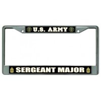 U.S. Army WW2 Sergeant Major Chrome License Plate Frame