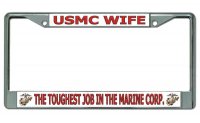 USMC Wife Chrome License Plate Frame