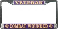 Veteran Combat Wounded / Purple Heart License Plate Frame