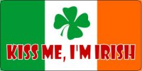 Kiss Me I'm Irish on Irish Flag Photo License Plate
