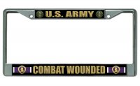 U.S. Army Combat Wounded Chrome License Plate Frame