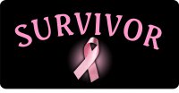 Survivor Pink On Black License Plate