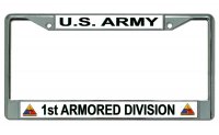 U.S. Army 1st Armored Division Chrome License Plate Frame
