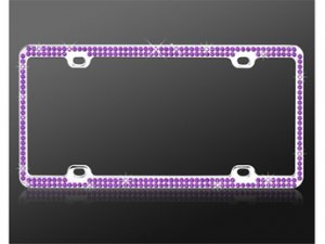 Chrome Coating Metal With Double Row Purple Diamond Frame