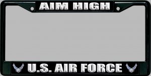 U.S. Air Force Aim High Black License Plate Frame
