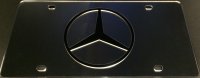 Silver Mercedes With Black Logo Laser License Plate
