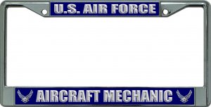 U.S. Air Force Aircraft Mechanic Chrome License Plate Frame