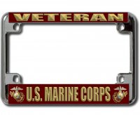 U.S. Marine Corps Veteran Chrome Motorcycle License Plate Frame