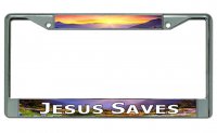 Jesus Saves Chrome License Plate Frame