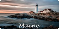 Maine Lighthouse Scene Photo License Plate