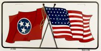 Tennessee Crossed U.S. Flag Metal License Plate