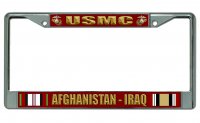 U.S.M.C. Afghanistan-Iraq Chrome License Plate Frame