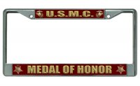 U.S.M.C. Medal Of Honor Chrome License Plate Frame