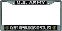 U.S. Army Cyber Operations Specialist Chrome License Plate Frame