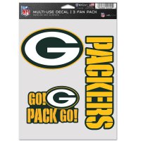 Green Bay Packers 3 Fan Pack Decals