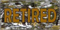 Retired Camouflage Metal License Plate