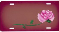 Red Rose on Redish Airbrush License Plate