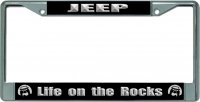 Jeep Life On The Rocks Chrome License Plate Frame
