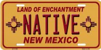 Native New Mexico Yellow Metal License Plate