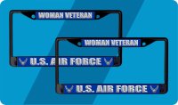 U.S. Air Force Woman Veteran Black License Plate Frame 2 Pack