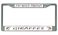 I'm Wild About Giraffes Chrome License Plate Frame
