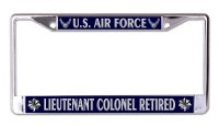 U.S. Air Force Lieutenant Colonel Retired Chrome License Frame