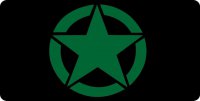 Green Army Star Logo On Black Photo License Plate