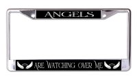 Angels Are Watching Over Me White Wings Chrome License Frame