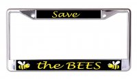 Save The Bees Chrome License Plate Frame