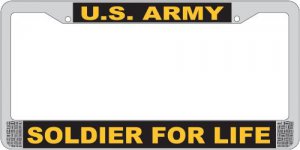 U.S. Army Soldier for Life Chrome License Plate Frame